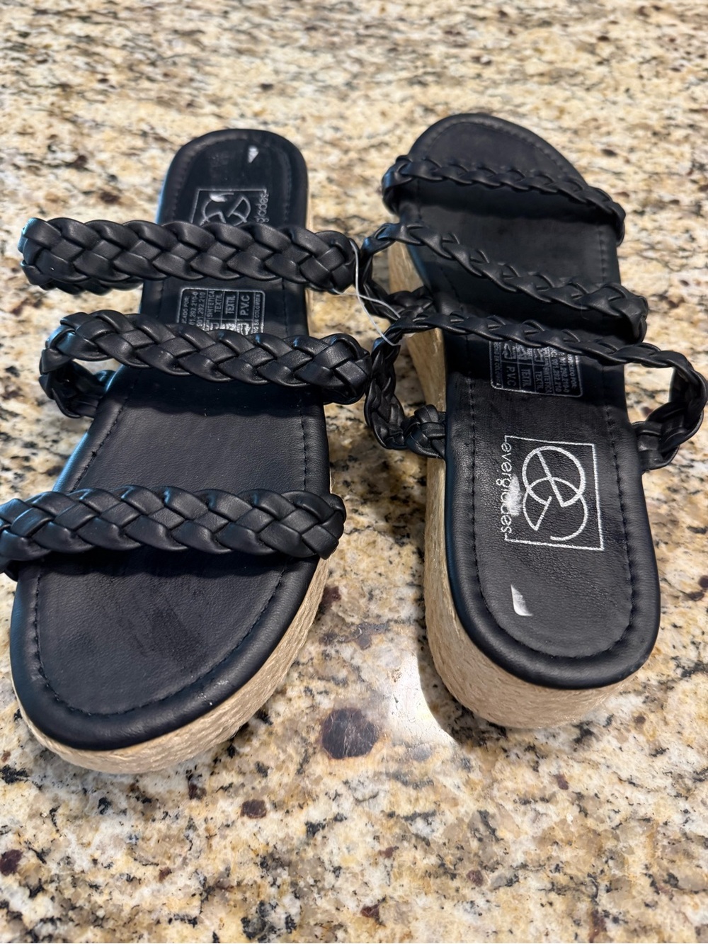 Everglades black braided strappy espadrille sandals SZ 40